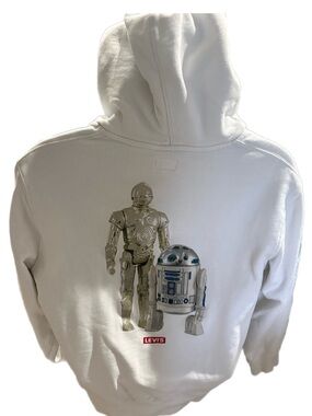Levi's White Hooded Sweatshirt with Metallic Star Wars Droid Print